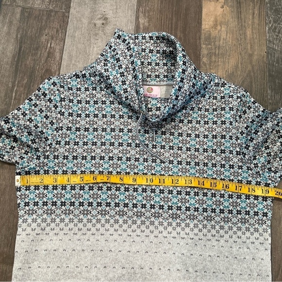 Marleylilly Heather Gray Fair Isle Pullover Sweatshirt M Cowl Neck - Picture 5 of 8